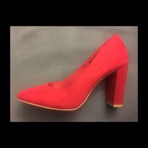 Women's Suede Block Heel Platform Pumps, Size 8